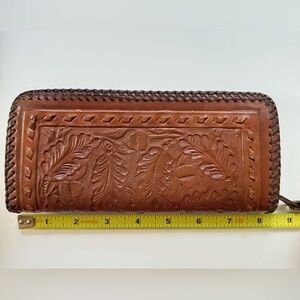 Mary Alice Palmer handcrafted embossed Leather Wallet